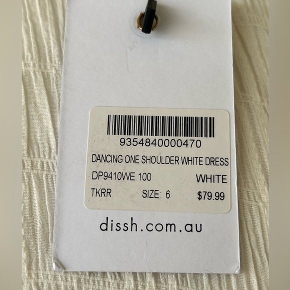 Beautiful white Dissh one shoulder dress size 6 AU - Picture 5 of 5